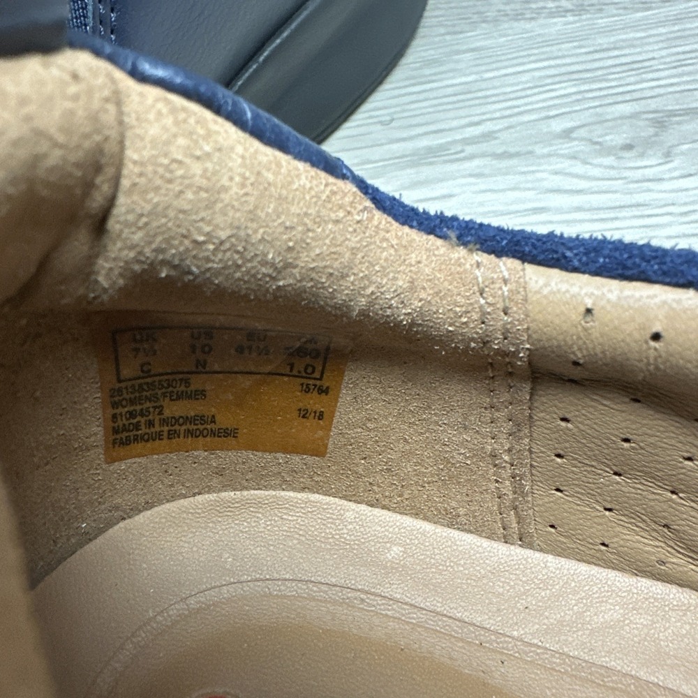 Clarks Unstructured Shoes Womens 10N Casual Side Zip Loafer Blue Leather - Picture 12 of 12